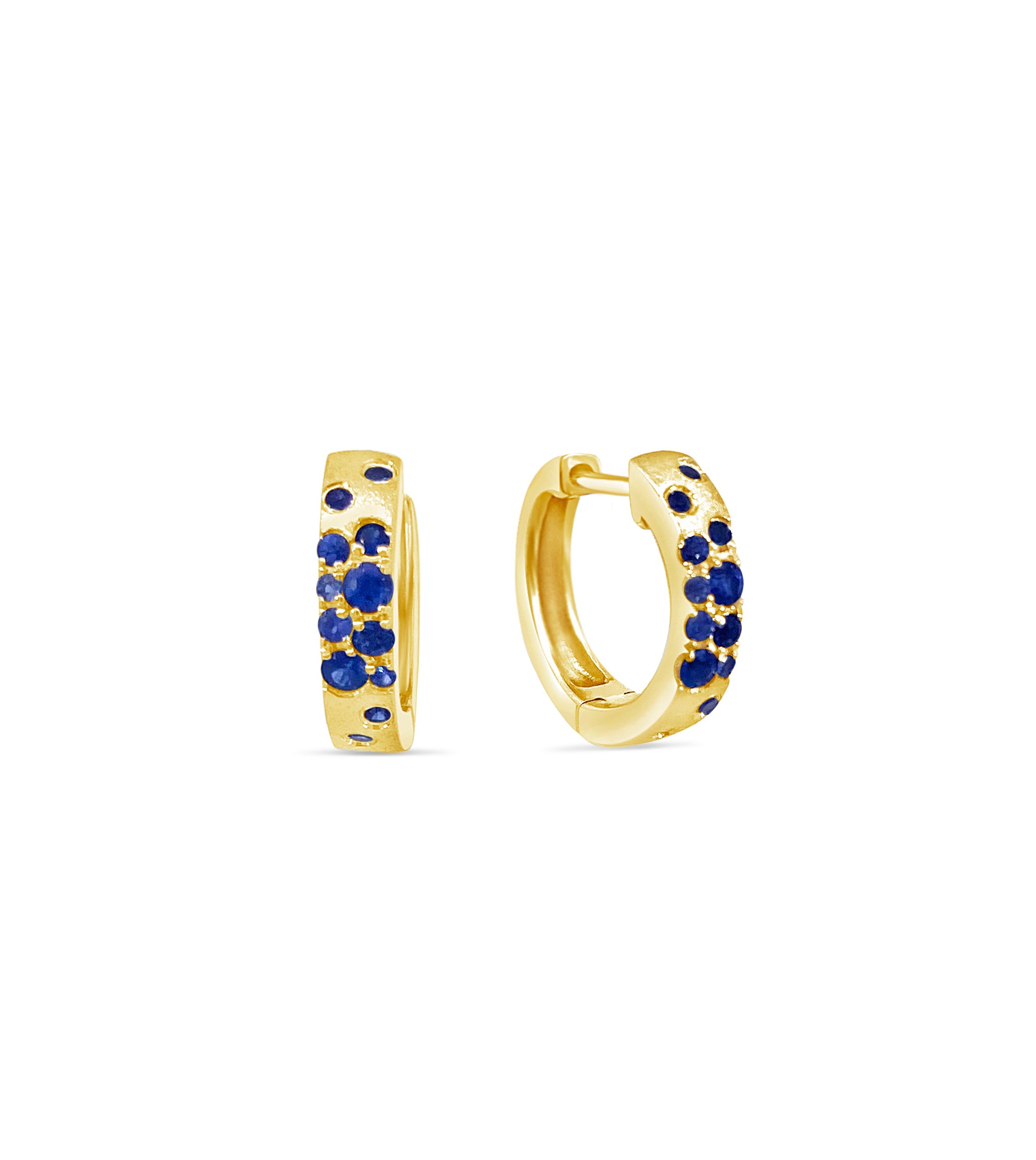 OLIVE & CHAIN Sapphire Celestial Huggie Earring - Yellow Gold