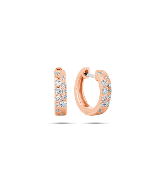 OLIVE & CHAIN Diamond Celestial Huggie Earring - Rose Gold