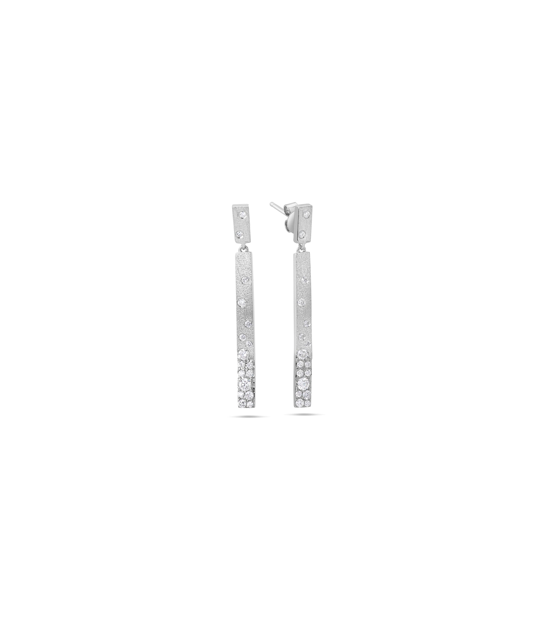 OLIVE & CHAIN Diamond Celestial Bar Earring - White Gold