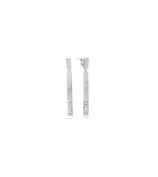 OLIVE & CHAIN Diamond Celestial Bar Earring - White Gold