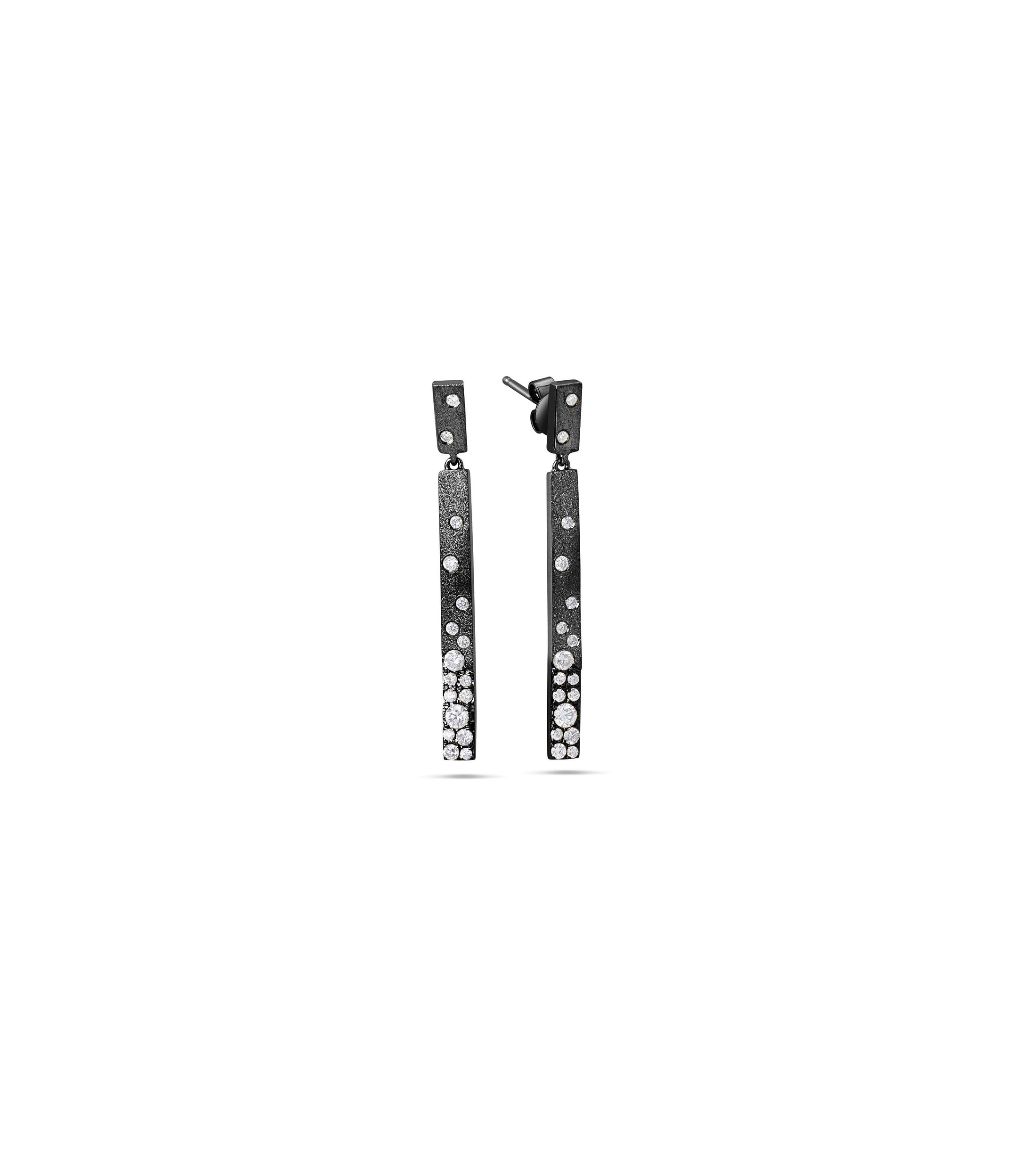 OLIVE & CHAIN Diamond Celestial Bar Earring - Black Gold