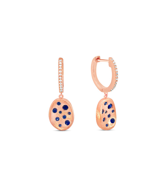 OLIVE & CHAIN Sapphire Celestial Concave Earring - Rose Gold