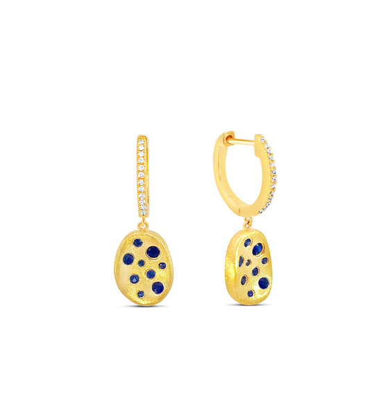 OLIVE & CHAIN Sapphire Celestial Concave Earring - Yellow Gold