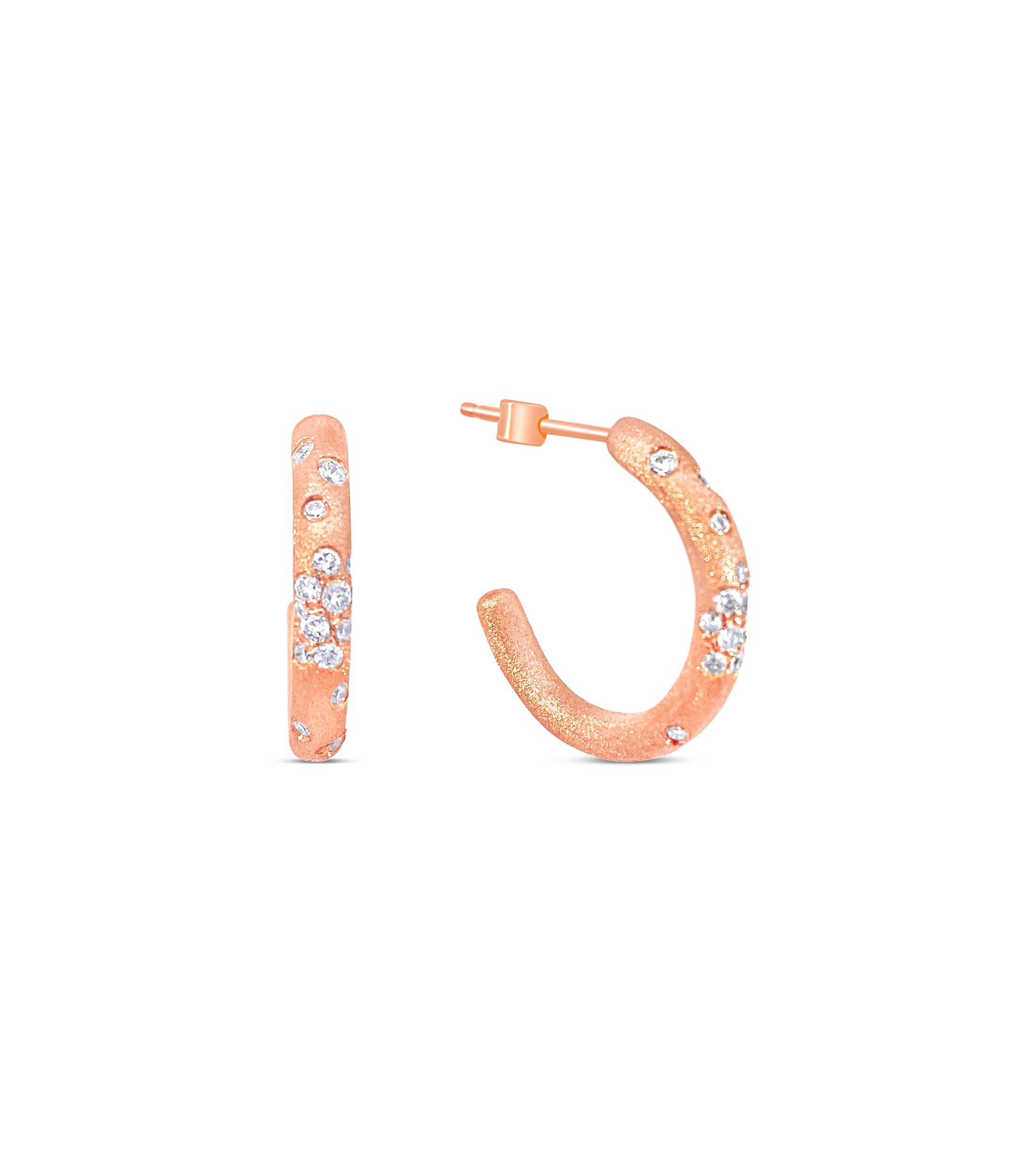 OLIVE & CHAIN Diamond Celestial J Hoop Earrings - White Gold, 17mm