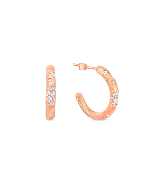 OLIVE & CHAIN Diamond Celestial J Hoop Earrings - White Gold, 17mm