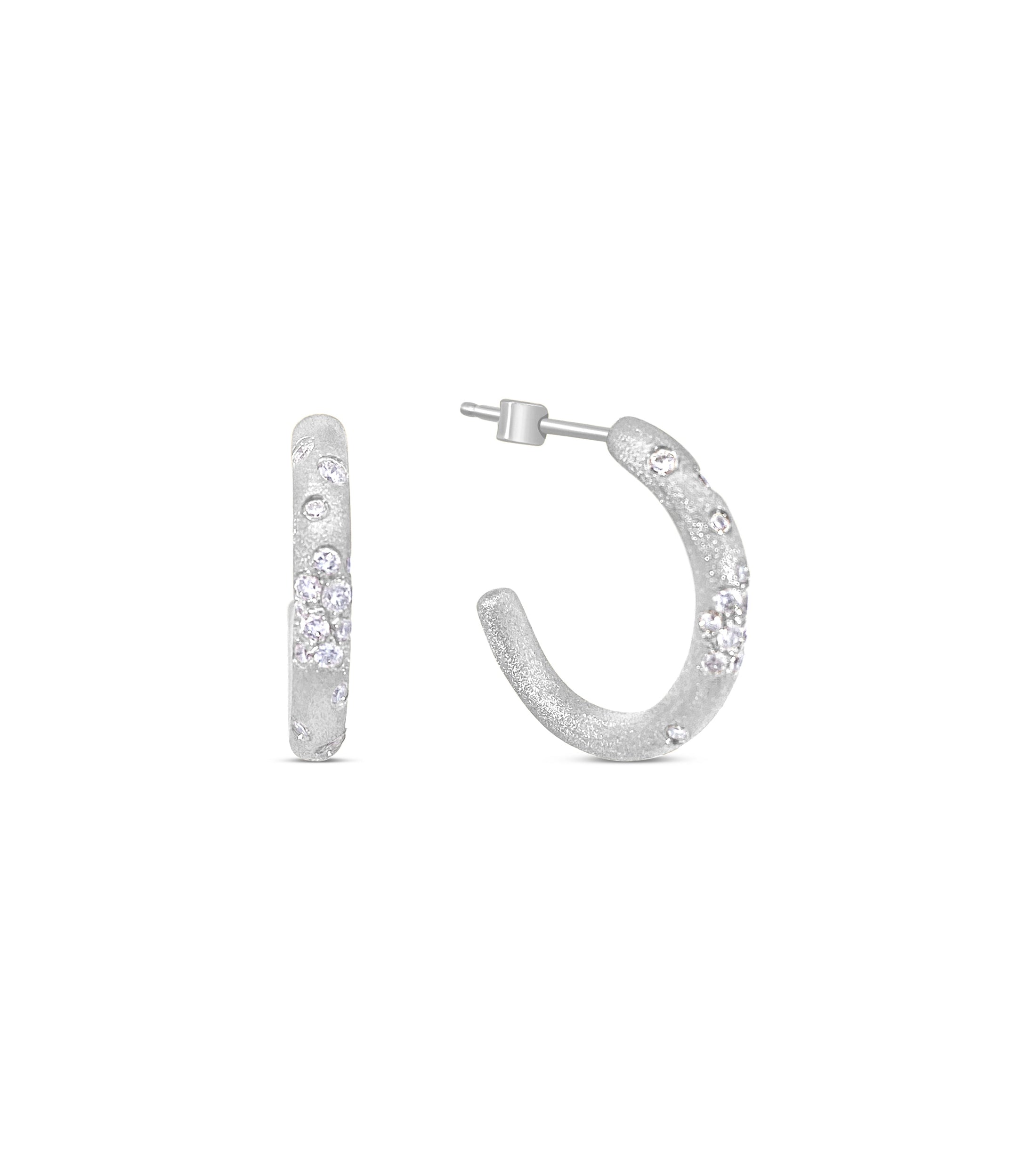 OLIVE & CHAIN Diamond Celestial J Hoop Earrings - Yellow Gold, 23mm