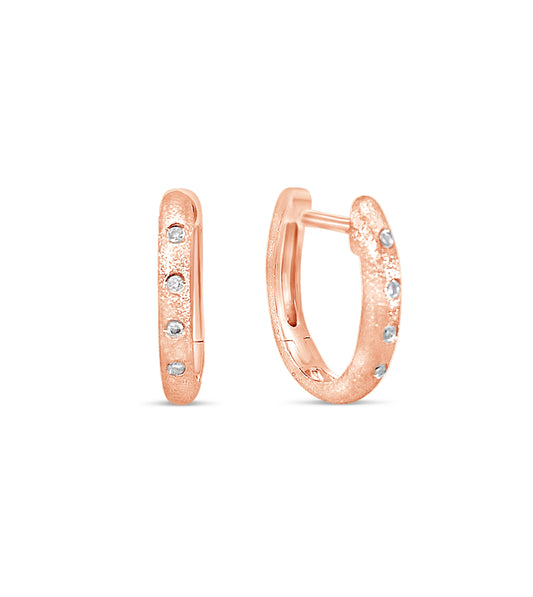 OLIVE & CHAIN Diamond Flush Huggie Earring - Rose Gold