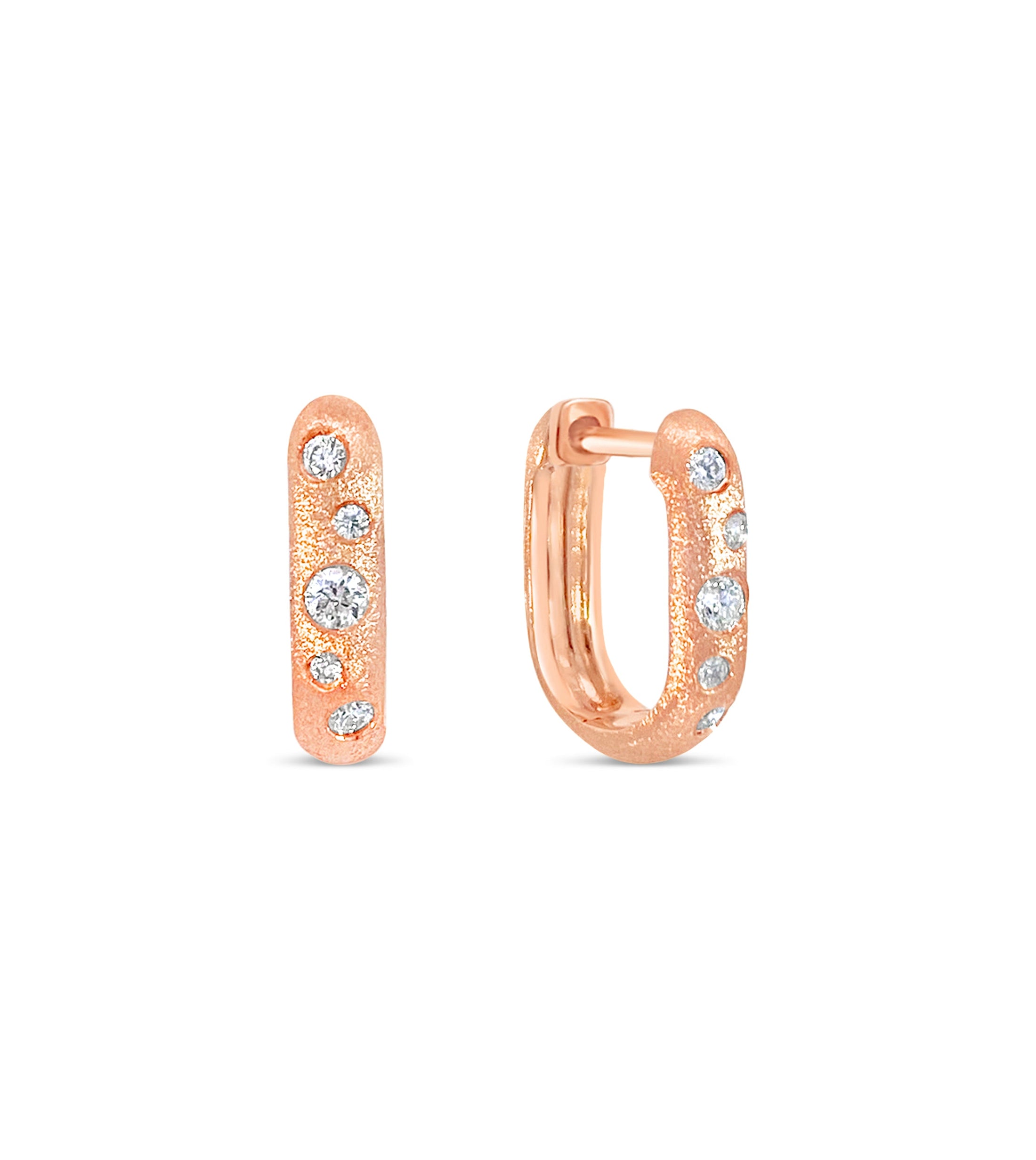 OLIVE & CHAIN Diamond Scatter Huggie Earring - Rose Gold