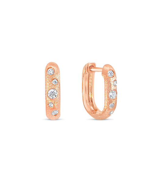 OLIVE & CHAIN Diamond Scatter Huggie Earring - Rose Gold