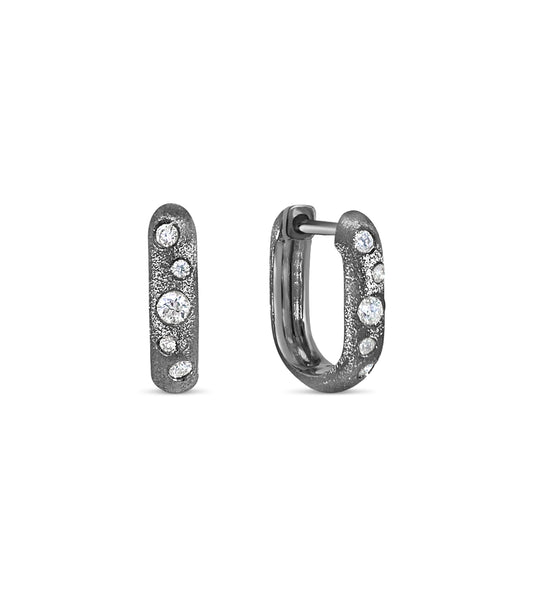 OLIVE & CHAIN Diamond Scatter Huggie Earring - Black Gold