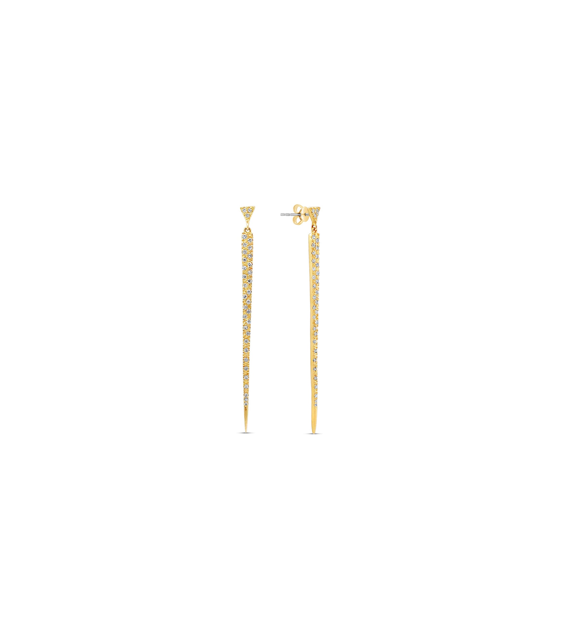 OLIVE & CHAIN Diamond Dagger Drop Earrings - Yellow Gold