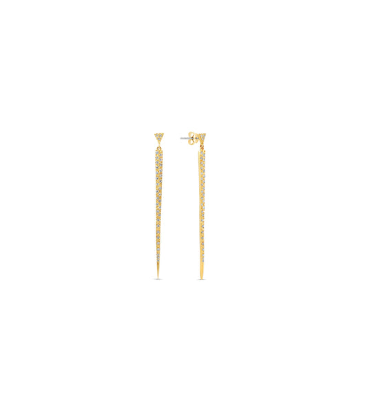 OLIVE & CHAIN Diamond Dagger Drop Earrings - Yellow Gold