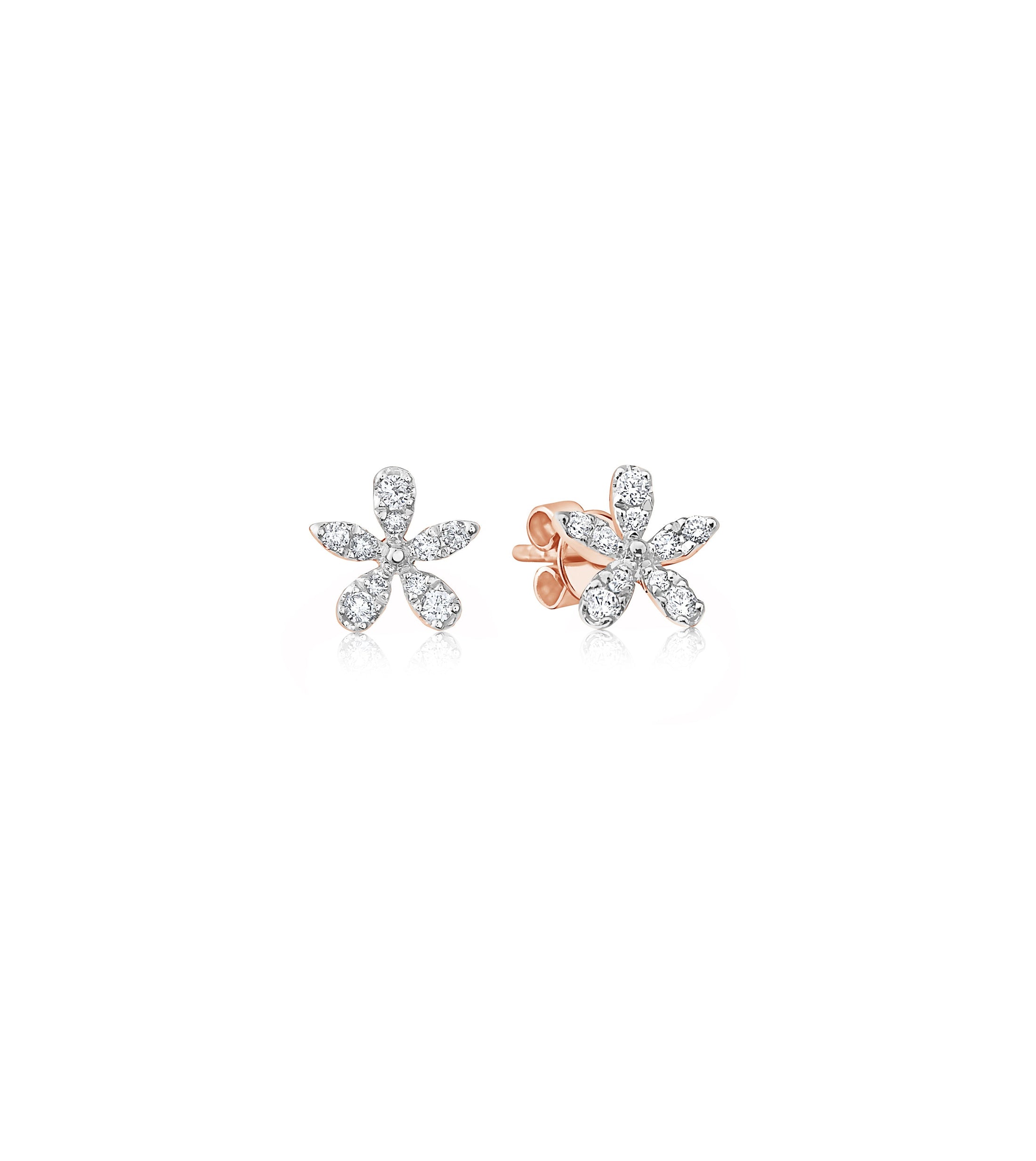 OLIVE & CHAIN Diamond Flower Stud Earring - Rose Gold