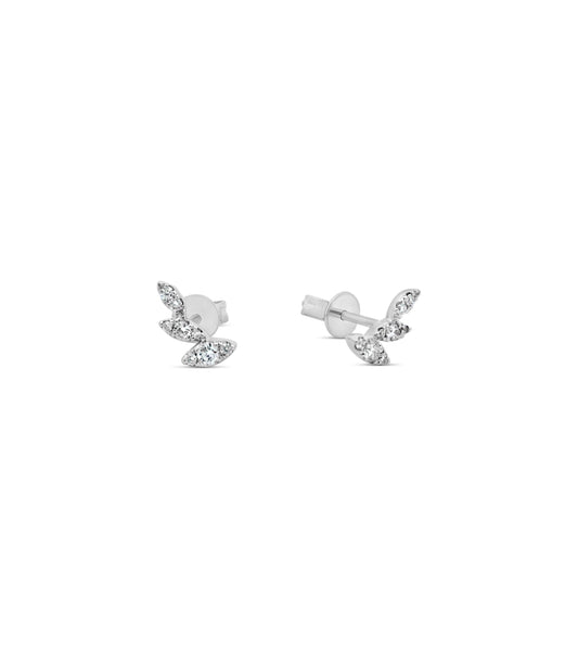 OLIVE & CHAIN Diamond Mini Climber Stud Earring - White Gold