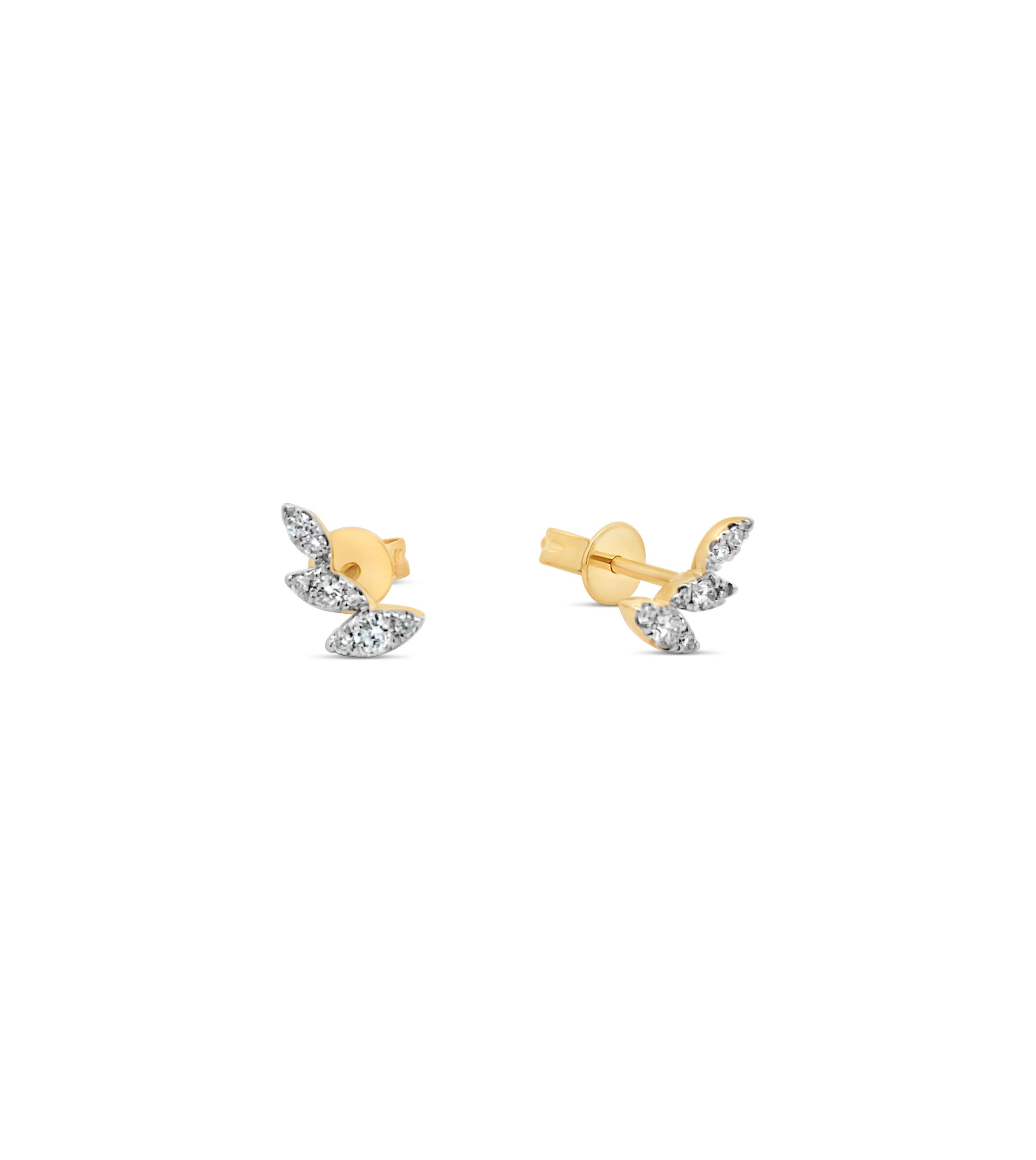 OLIVE & CHAIN Diamond Mini Climber Stud Earring - Yellow Gold