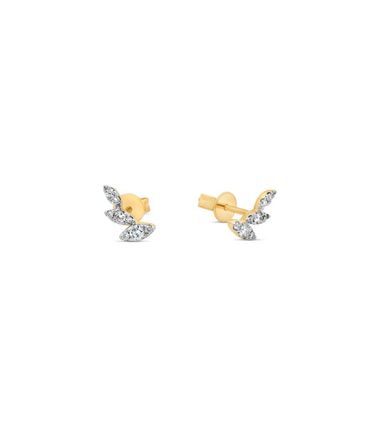 OLIVE & CHAIN Diamond Mini Climber Stud Earring - Yellow Gold