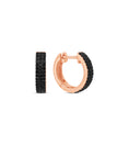 Load image into Gallery viewer, OLIVE & CHAIN Black Diamond 3 Row Huggie Earring - Rose Gold
