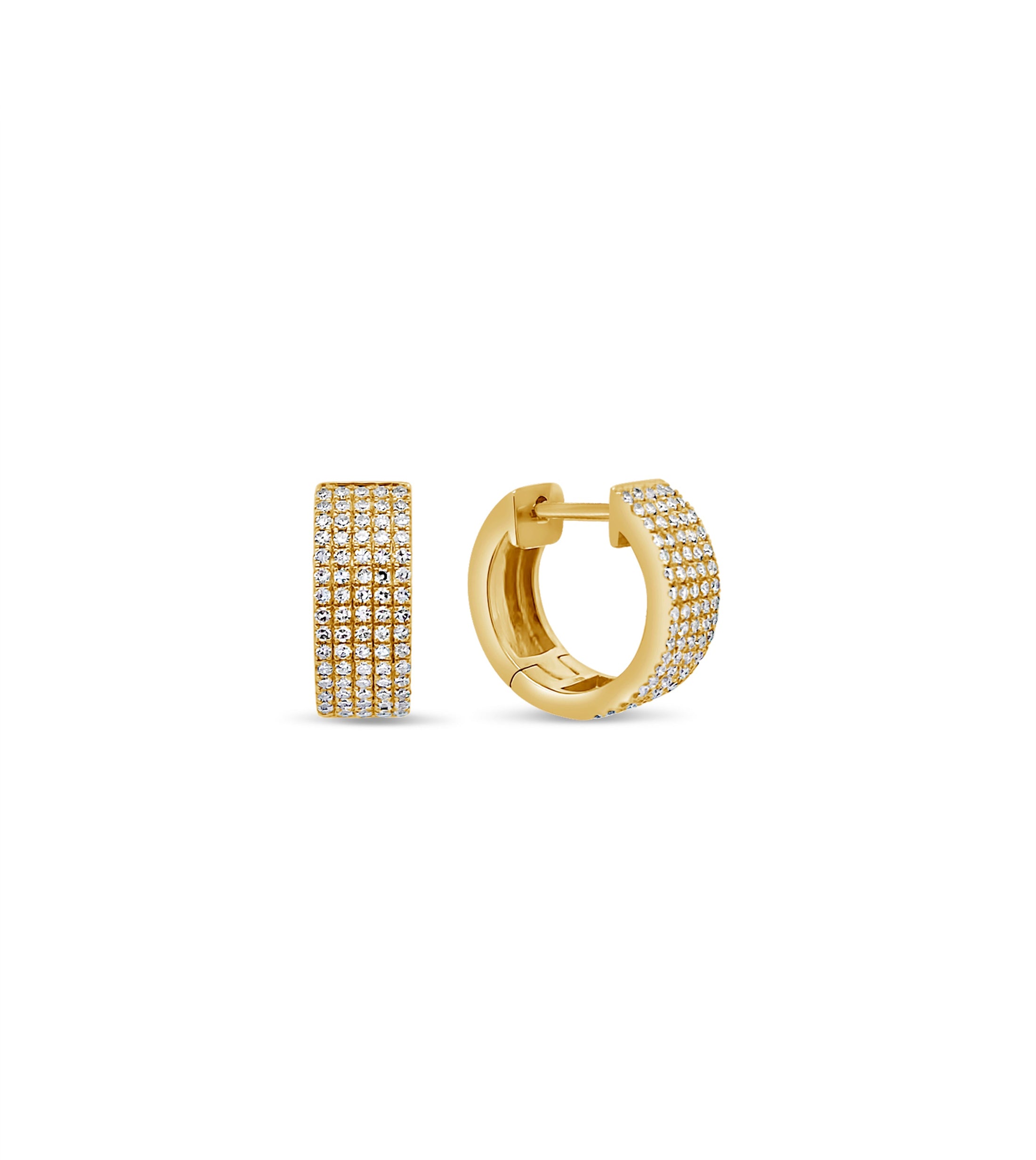 OLIVE & CHAIN Diamond 5 Row Huggie Earring - Yellow Gold