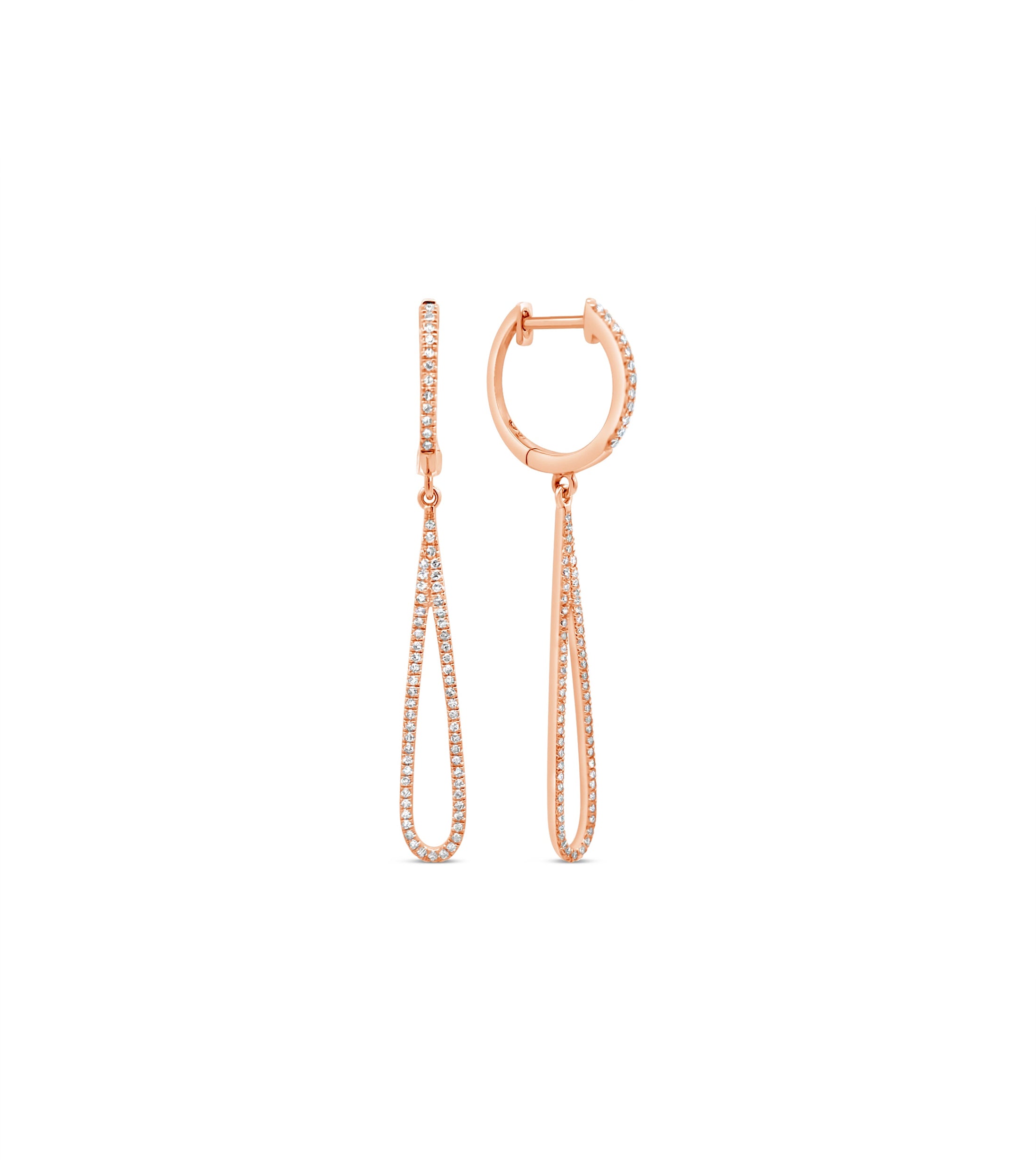 OLIVE & CHAIN Diamond Teardrop Earring - Rose Gold