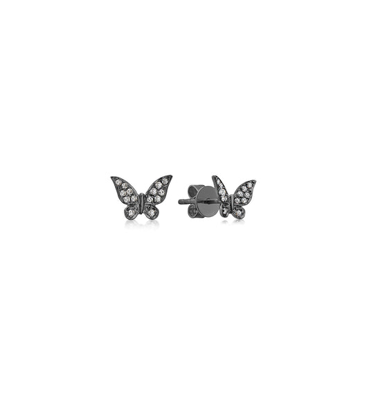 OLIVE & CHAIN Diamond Butterfly Stud Earring - Black Gold