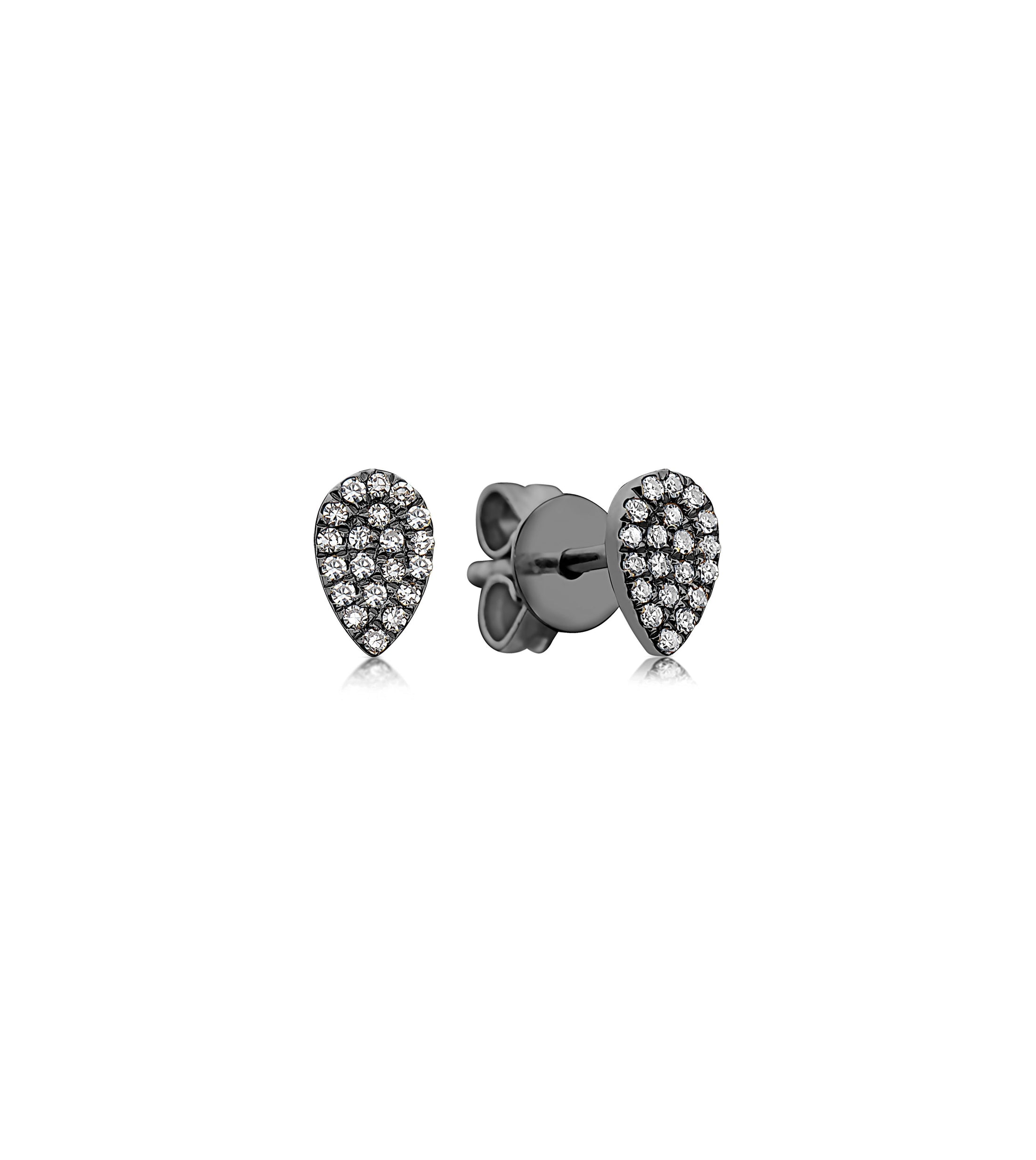 OLIVE & CHAIN Diamond Pear Stud Earring - Yellow Gold, Large, Single