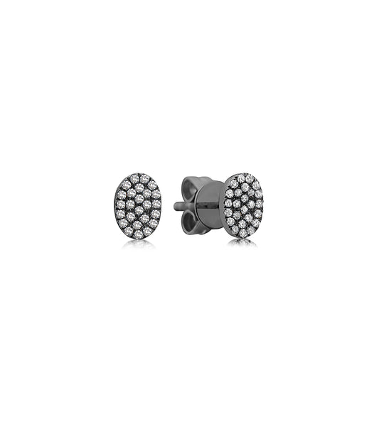 OLIVE & CHAIN Diamond Oval Stud Earring - Yellow Gold, Large, Single
