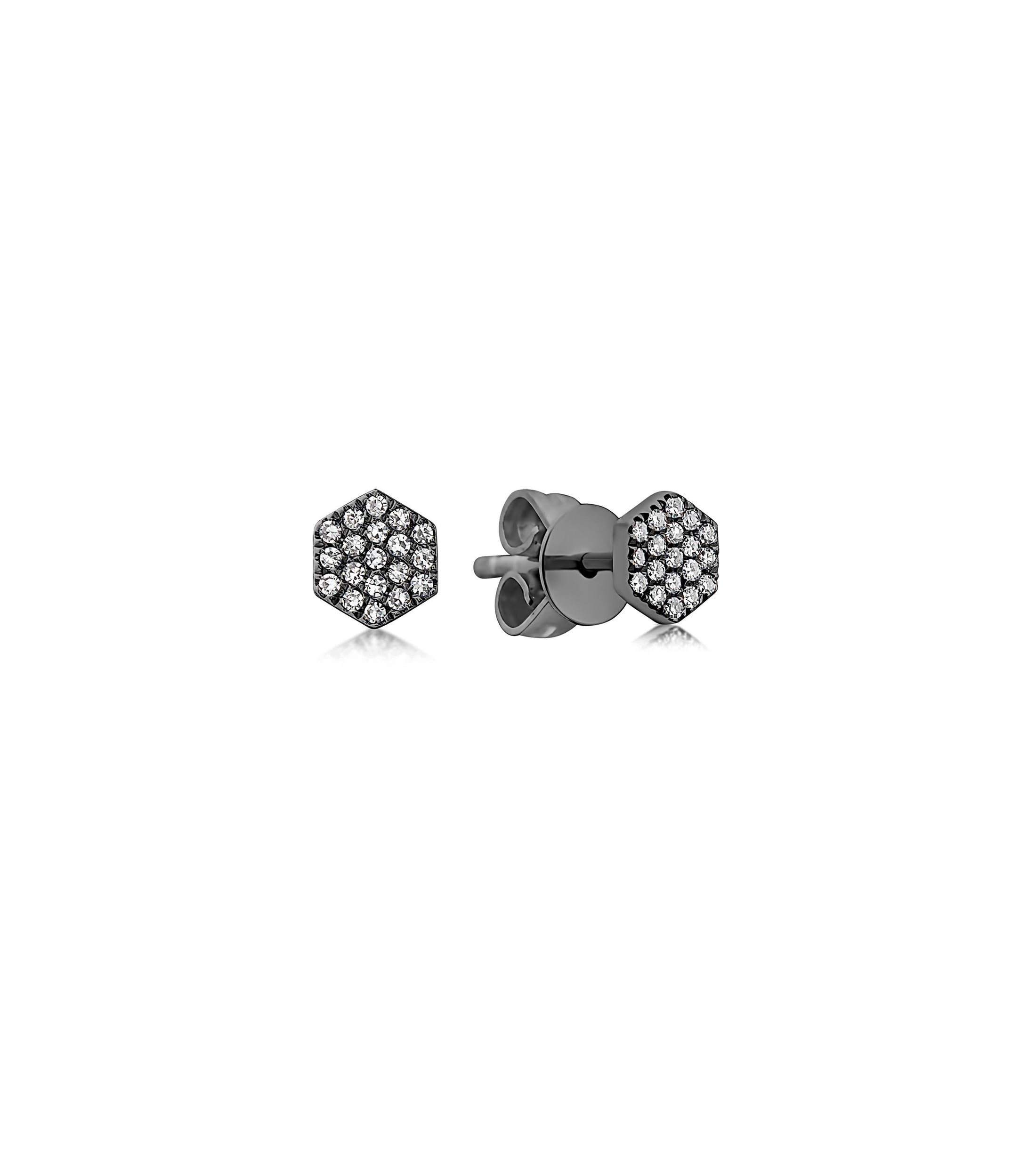 OLIVE & CHAIN Diamond Hexagon Stud Earring - Yellow Gold, Large, Single