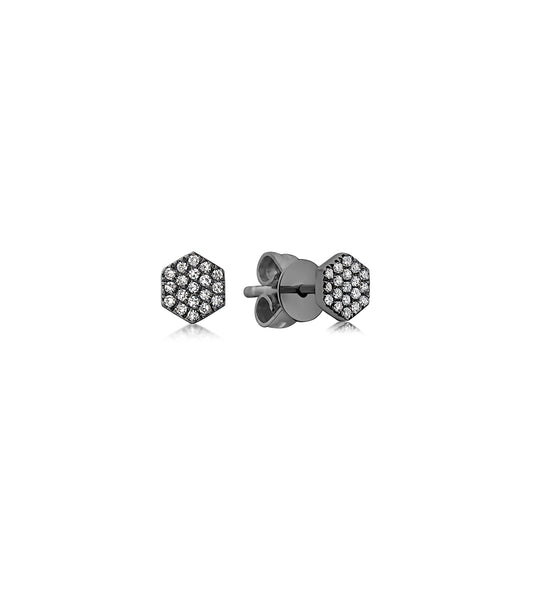 OLIVE & CHAIN Diamond Hexagon Stud Earring - Yellow Gold, Large, Single