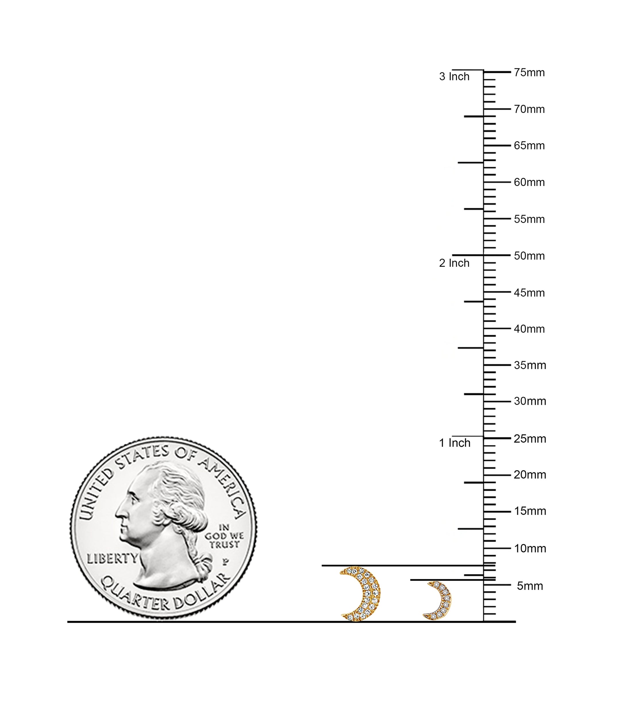 OLIVE & CHAIN Diamond Moon Stud Earring - White Gold, Small, Pair