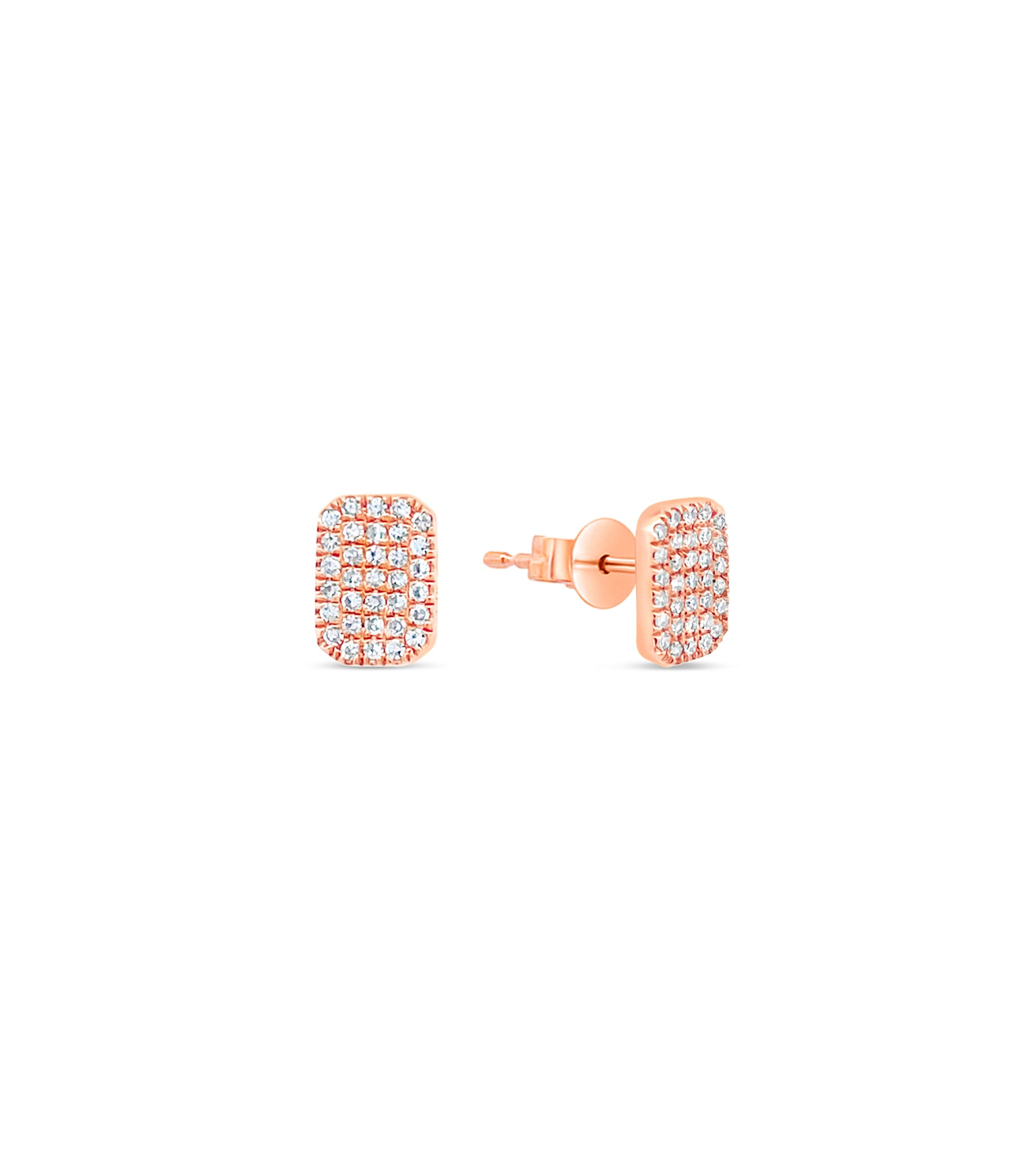 OLIVE & CHAIN Diamond Rectangle Stud Earring - White Gold, 6.5mm