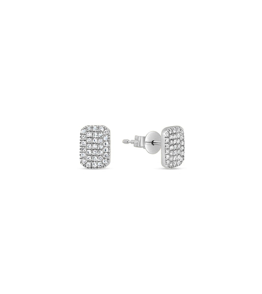 OLIVE & CHAIN Diamond Rectangle Stud Earring - Yellow Gold, 8mm