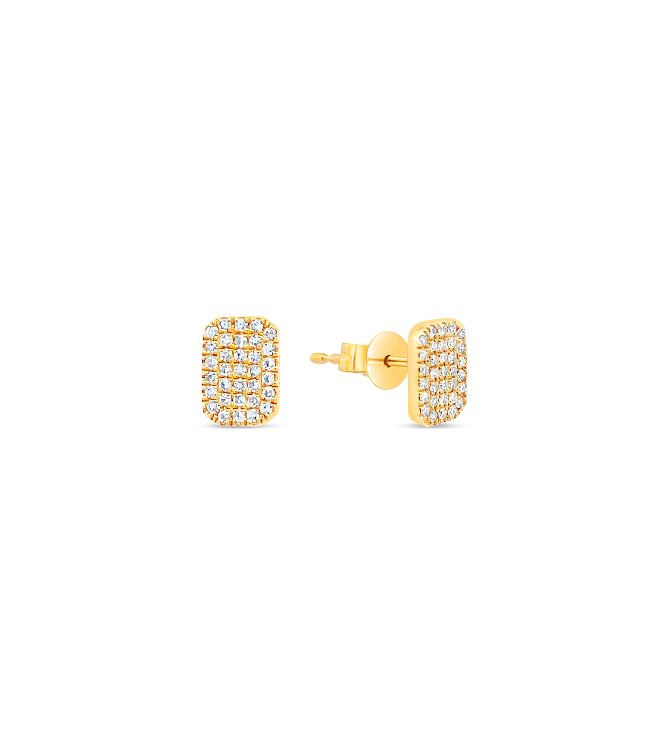 OLIVE & CHAIN Diamond Rectangle Stud Earring - Yellow Gold, 6.5mm
