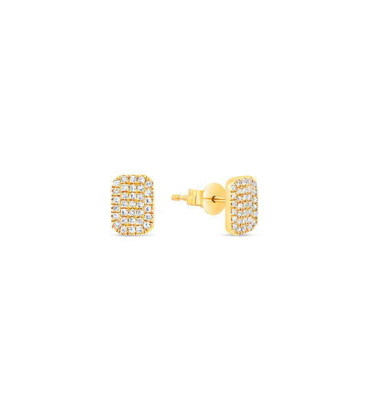 OLIVE & CHAIN Diamond Rectangle Stud Earring - Yellow Gold, 6.5mm