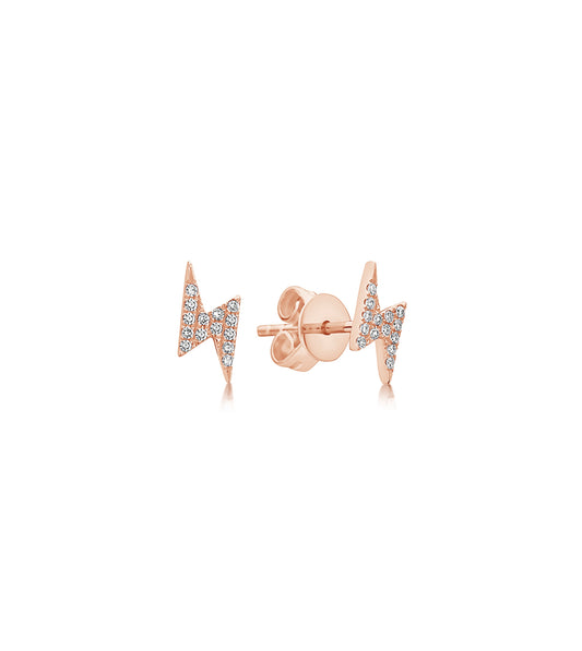 OLIVE & CHAIN Diamond Lightning Bolt Stud Earring - Rose Gold