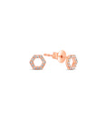 Load image into Gallery viewer, OLIVE & CHAIN Diamond Hexagon Stud Earring - Rose Gold
