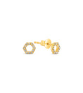 Load image into Gallery viewer, OLIVE & CHAIN Diamond Hexagon Stud Earring - Yellow gold
