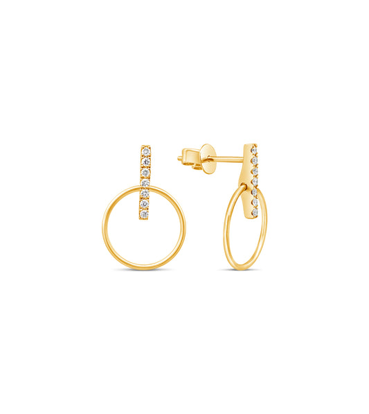 OLIVE & CHAIN Diamond Door Knocker Earring - Yellow Gold
