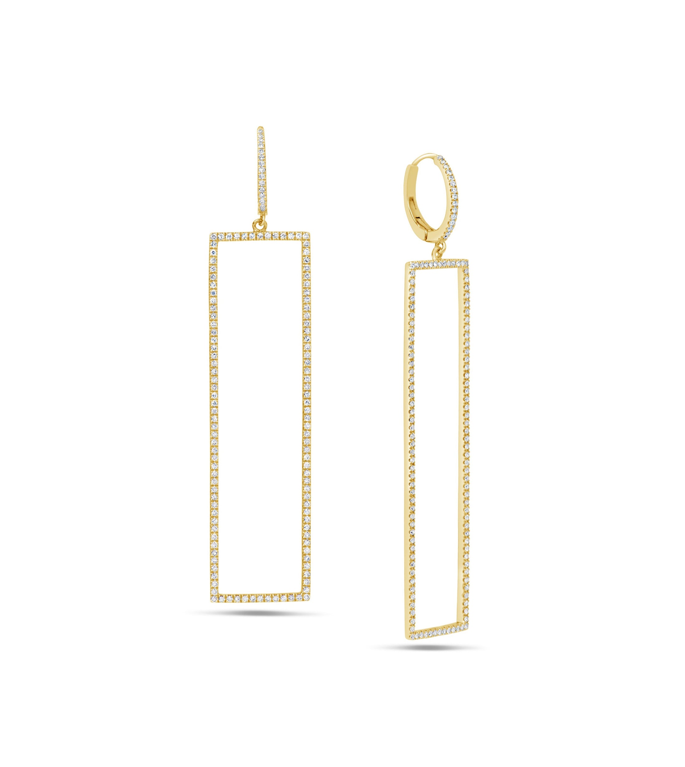 OLIVE & CHAIN Diamond Jumbo Rectangle Earring - Yellow Gold