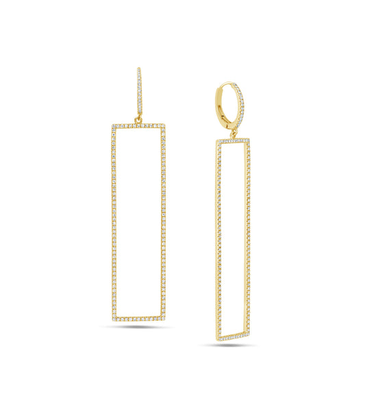 OLIVE & CHAIN Diamond Jumbo Rectangle Earring - Yellow Gold