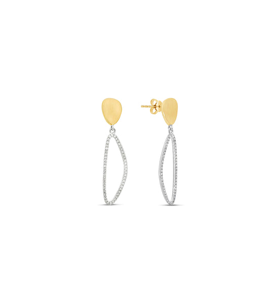 OLIVE & CHAIN Diamond Freeform Drop Earring - Two-tone Gold