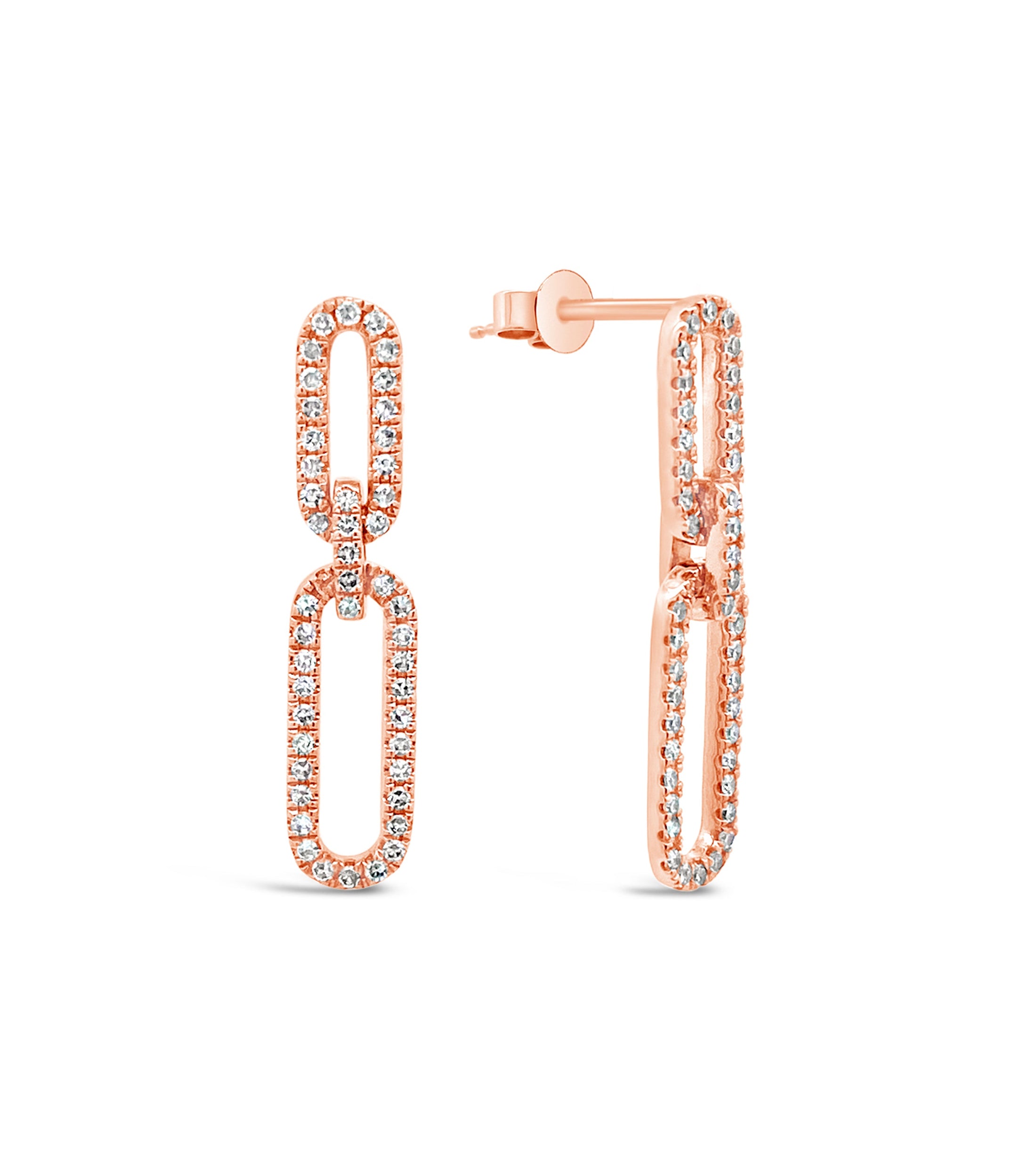 OLIVE & CHAIN Diamond Paperclip Earring - Rose Gold