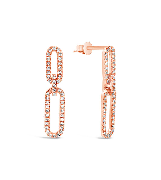 OLIVE & CHAIN Diamond Paperclip Earring - Rose Gold