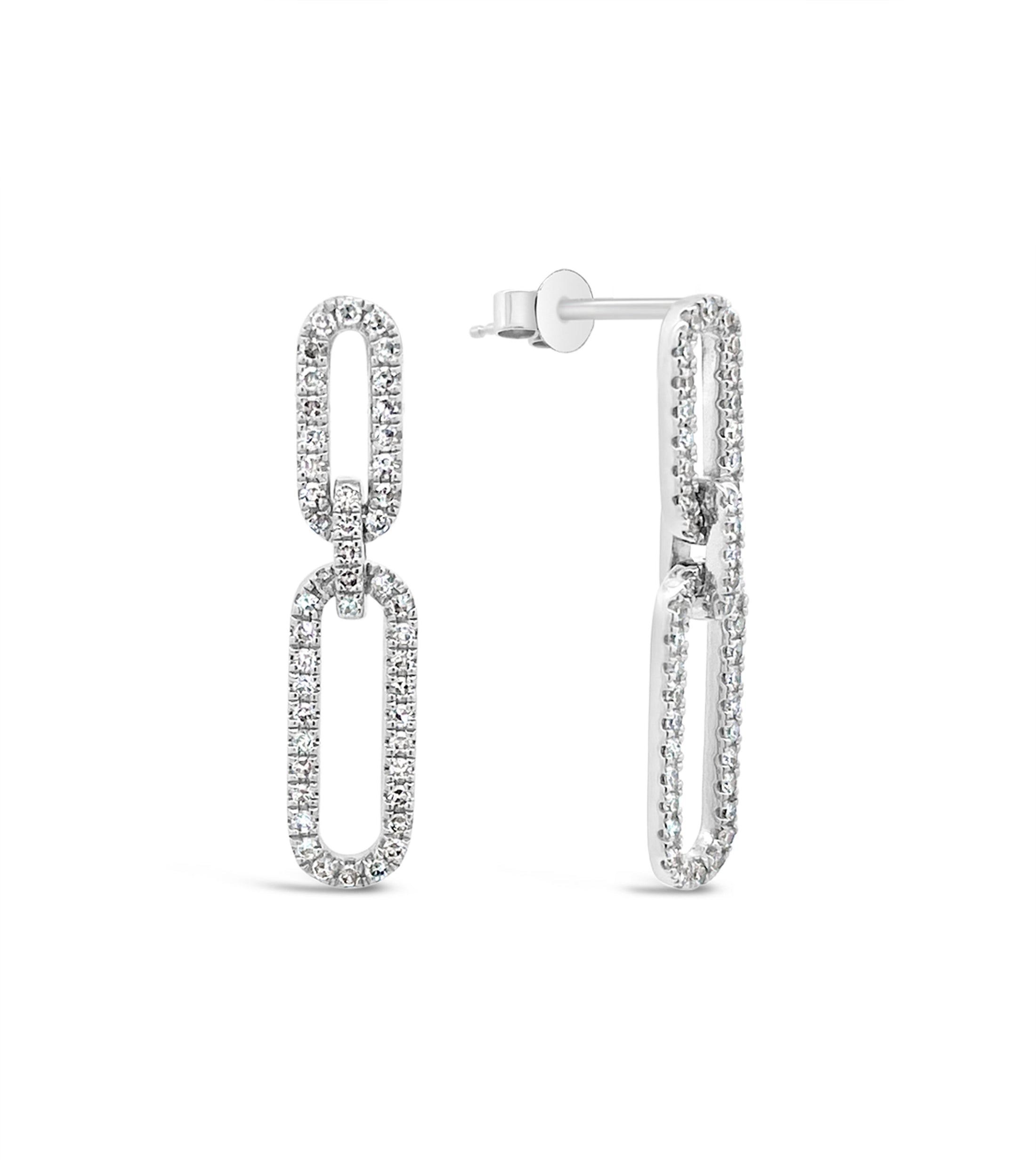 OLIVE & CHAIN Diamond Paperclip Earring - White Gold