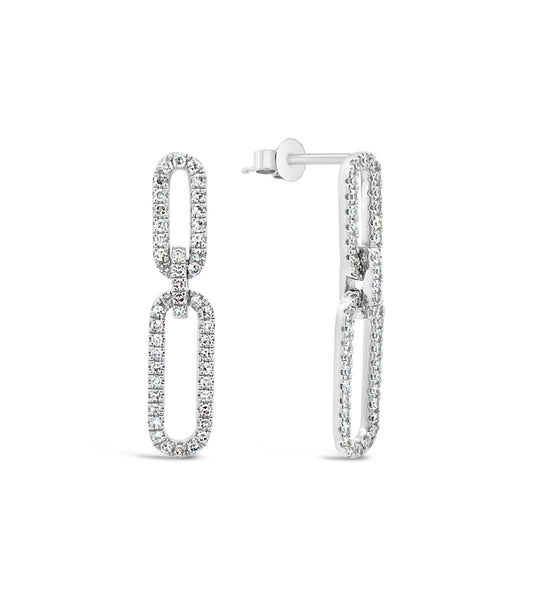 OLIVE & CHAIN Diamond Paperclip Earring - White Gold
