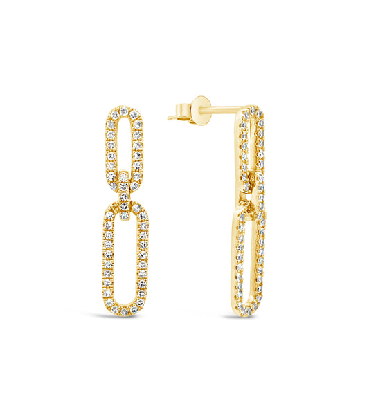 OLIVE & CHAIN Diamond Paperclip Earring - Yellow Gold
