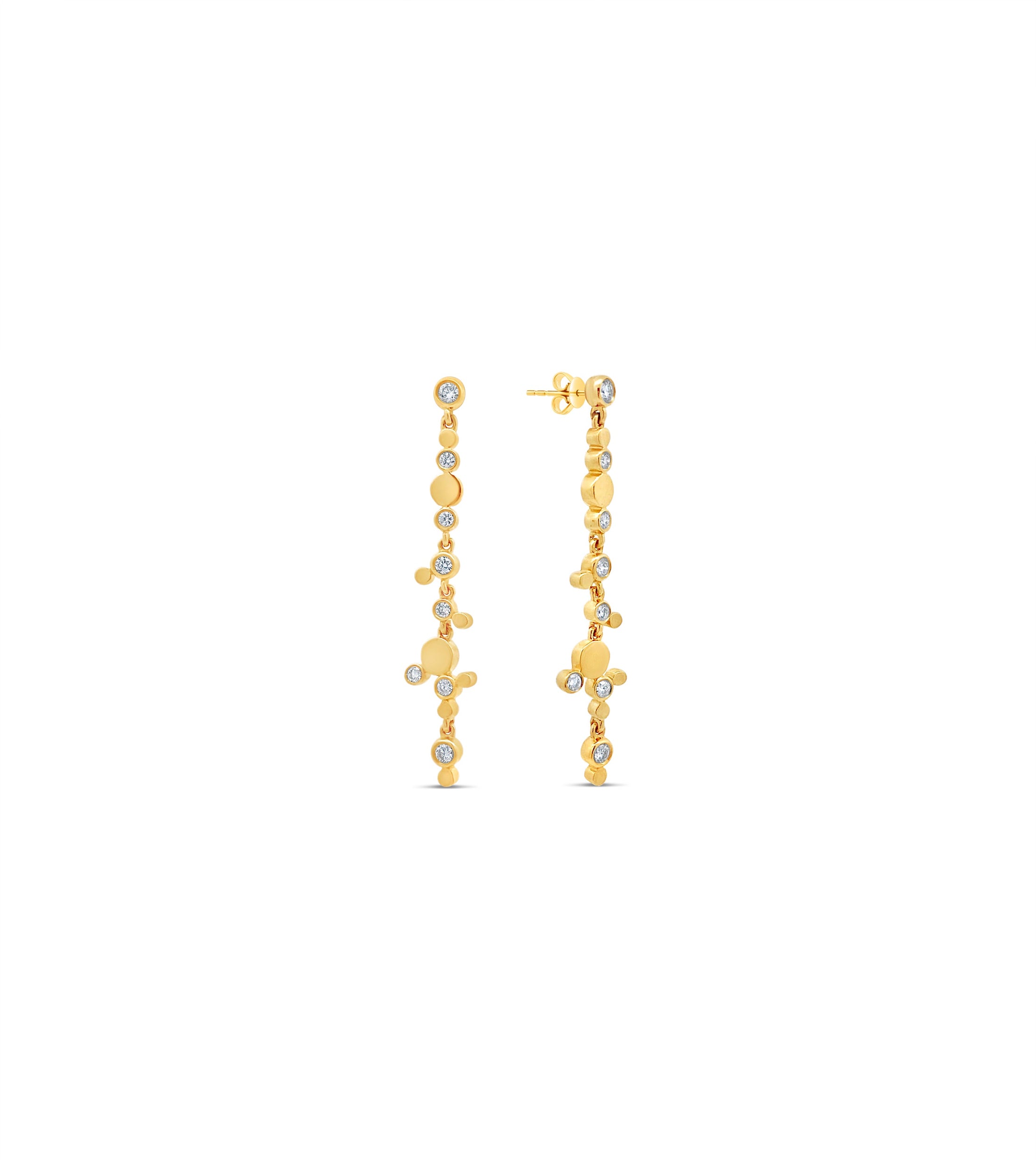 OLIVE & CHAIN Diamond Bubble Drop Earrings - Yellow Gold