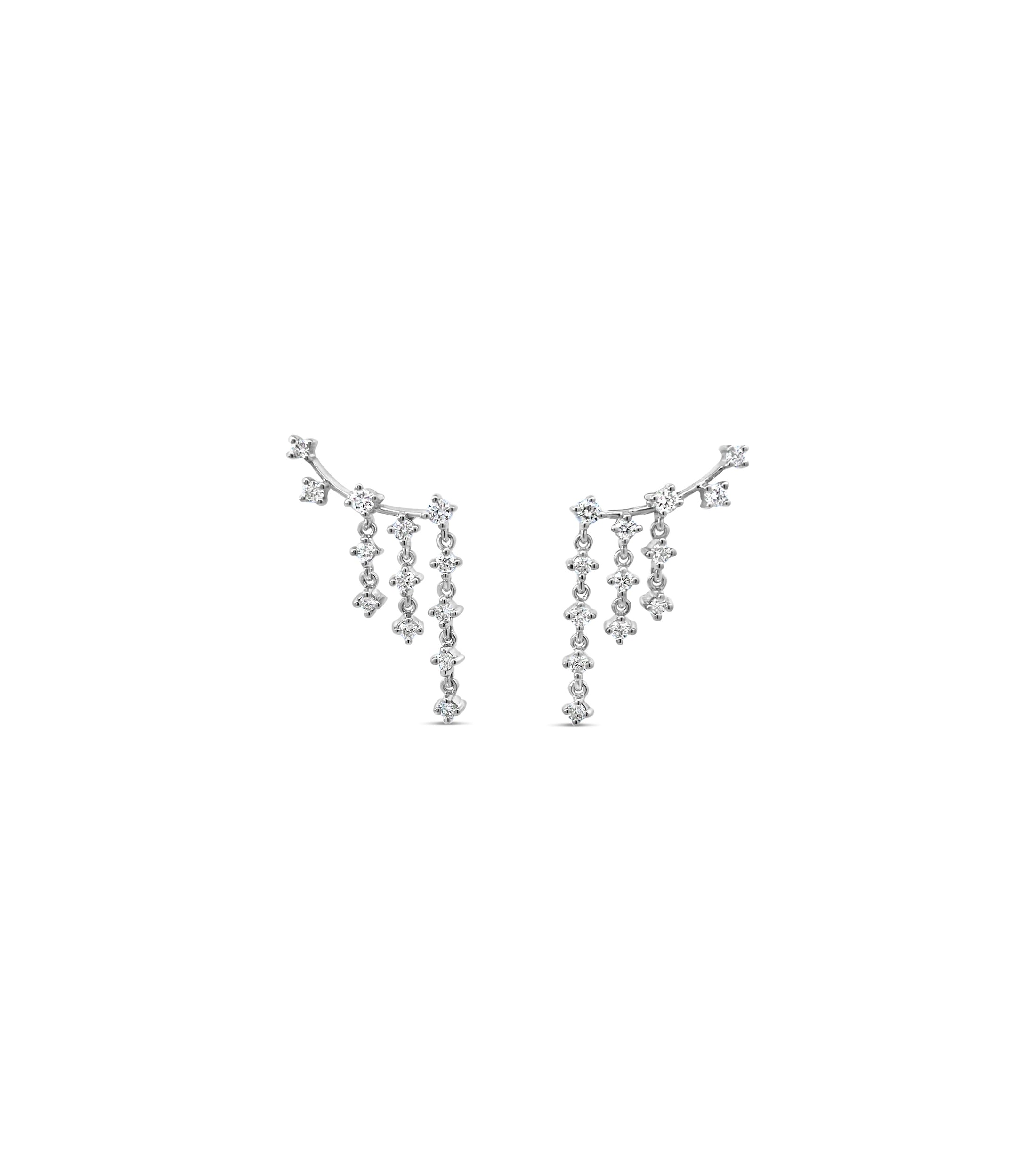 OLIVE & CHAIN Diamond Chandelier Ear Climbers - White Gold