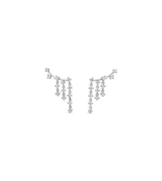 OLIVE & CHAIN Diamond Chandelier Ear Climbers - White Gold