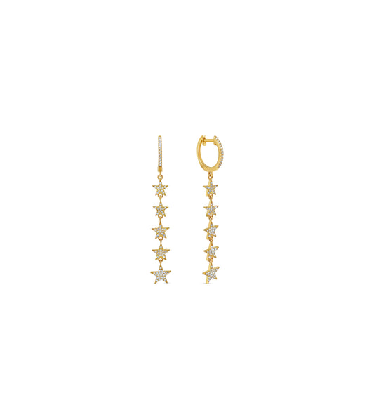 OLIVE & CHAIN Diamond 5 Star Drop Earrings - Yellow Gold