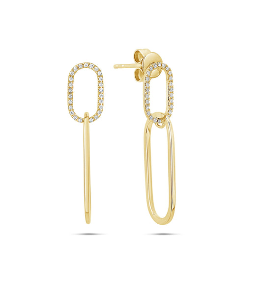 OLIVE & CHAIN Diamond Paperclip Link Earring - Yellow Gold